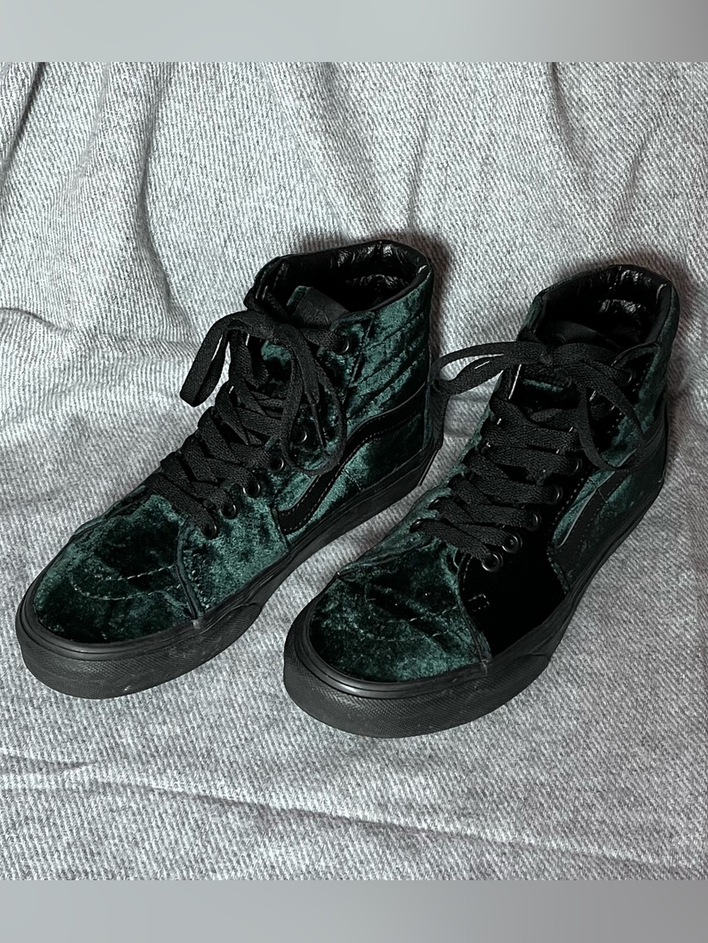 Vans Sk8-Hi Velvet Green Fashion Sneakers Women 6.5 Men 5